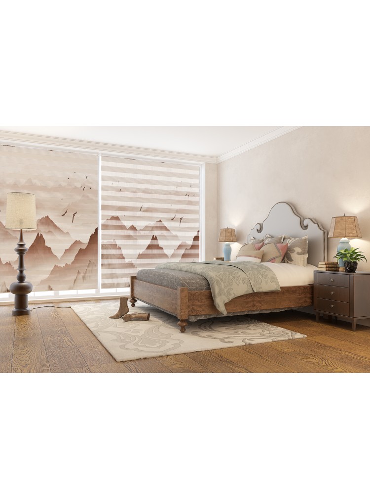 ZEBRA PERDE KAHVERENGİ VİZON MANZARALI MODEL